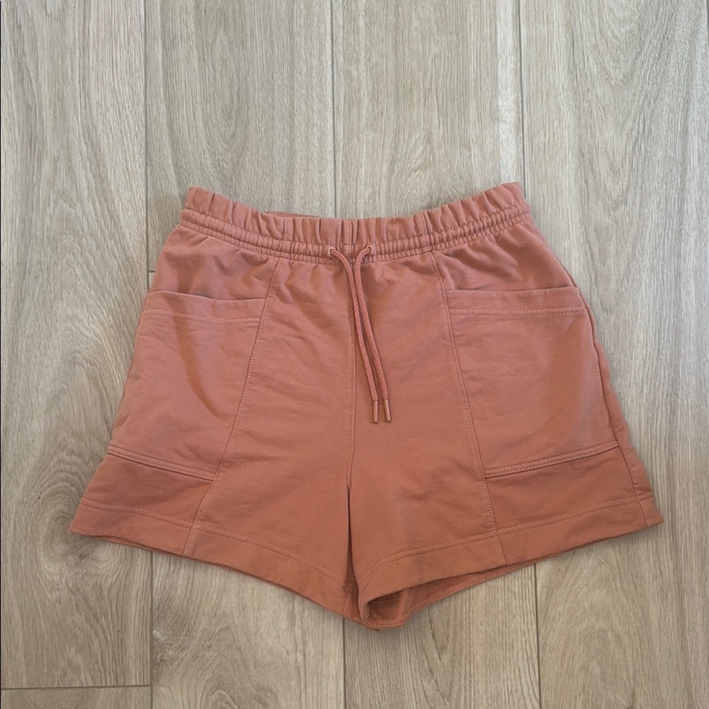 Athleta Tan/orange Athletic Shorts with Elastic Waistband